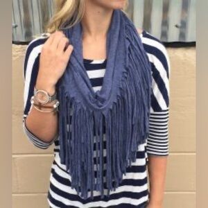 Mudd - Blue jersey knit Fringe Infinity Scarf